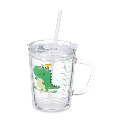 Kindergläser 2er Set Glasbecher Strohhalmgläser Henkelbecher Dino Kinderbecher - Bild 10 von 10
