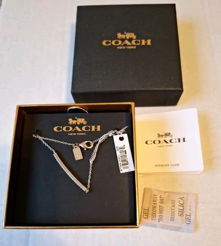 Bracciale Coach Arcobaleno Cristallo Pave Bar Lungo 7 Pollici