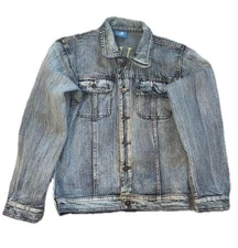 Vintage AIQIBA HOLLISTER SURF Denim Jacket Size 14 90s Blue Denim Unisex