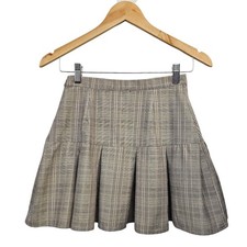 Altar'd State Mini Skirt XS Gray Plaid Pleated Preppy Coquette Soft Girl Y2K 90s