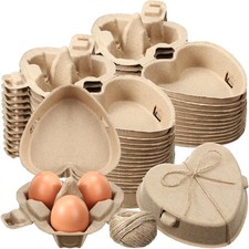 30 PCS Easter Heart Shaped Egg Cartons 3 Count Paper Pulp Storage Basket