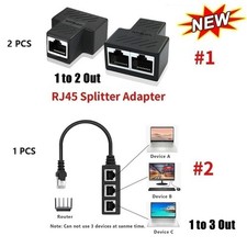 RJ45 Splitter Adapter 1 to 2/3 Ways Dual Female Port CAT6/5/7 LAN Ethernet Cable