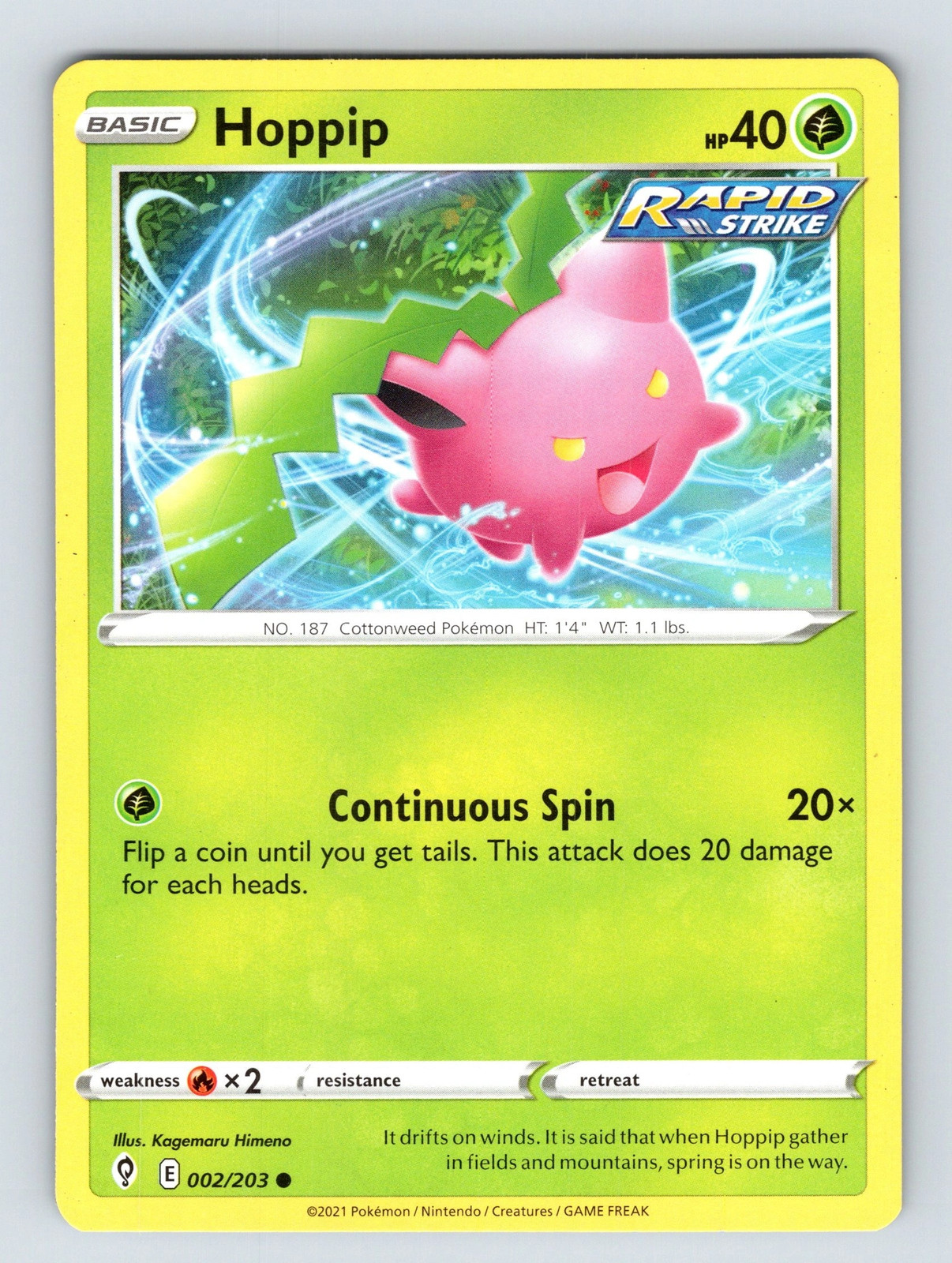 Hoppip 002/203 Evolving Skies Common NM Pokemon TCG