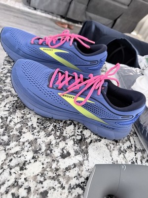 Brooks Trace 2 Blue Mesh Low Top Athletic Running Sneakers Pink Yellow- WOMENS
