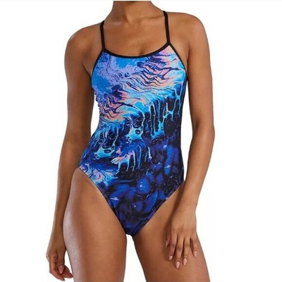 TYR Women's Durafast Elite Crypta Violet Crosscutfit Tieback Rainbow Sz 38 New