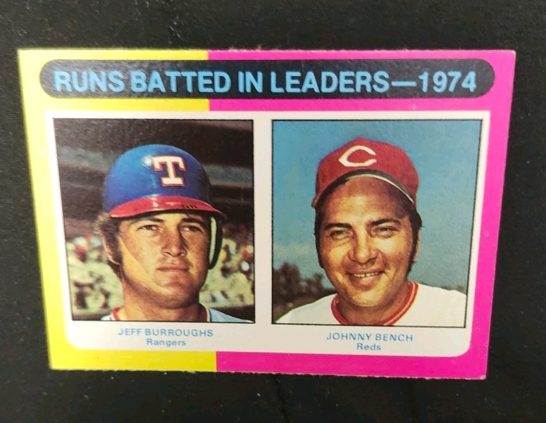 1974 RBI Leaders Jeff Burroughs / Johnny Bench HOF 1975 Topps #308