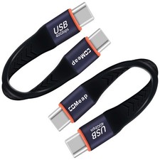 COMeap Short USB C Cable, 40Gbps USB4 4 Inch Support 100W 10 cm, Black/Purple