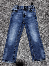Wrangler Retro Slim Straight Boys Blue Denim Jeans Size 7 Adjustable Waist
