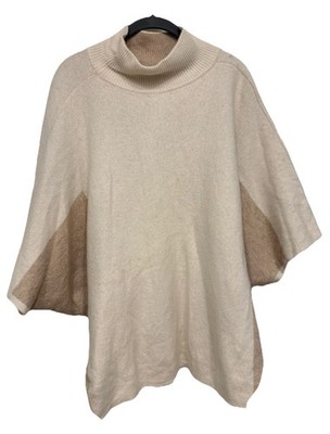 Benedetta B. Cream Tan Poncho Merino Wool Cashmere Blend Made In Italy One Size