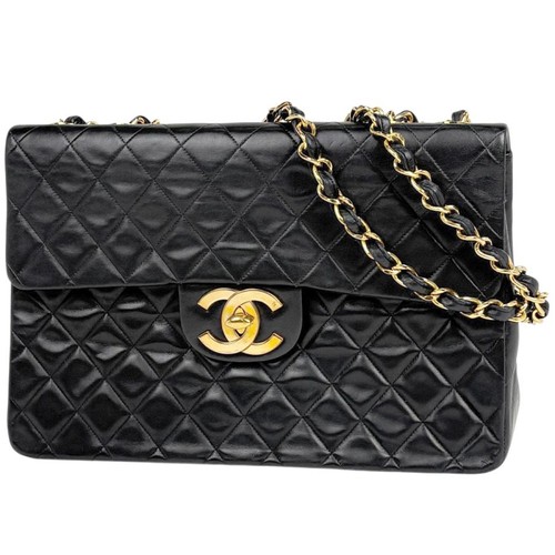 Chanel Single Flap Chain CC Mark Chain Leather Black Shoulder Bag #BS3163
