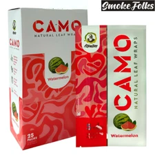 CAMO Self-Rolling Natural Leaf Wraps 125mm wraps- WATERMELON Flavor (Full Box)