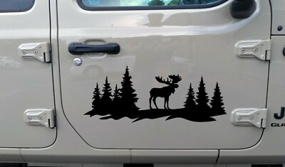 Moose Forest Scene V2 - RV Camper Truck 4x4 Graphics - Die Cut Sticker