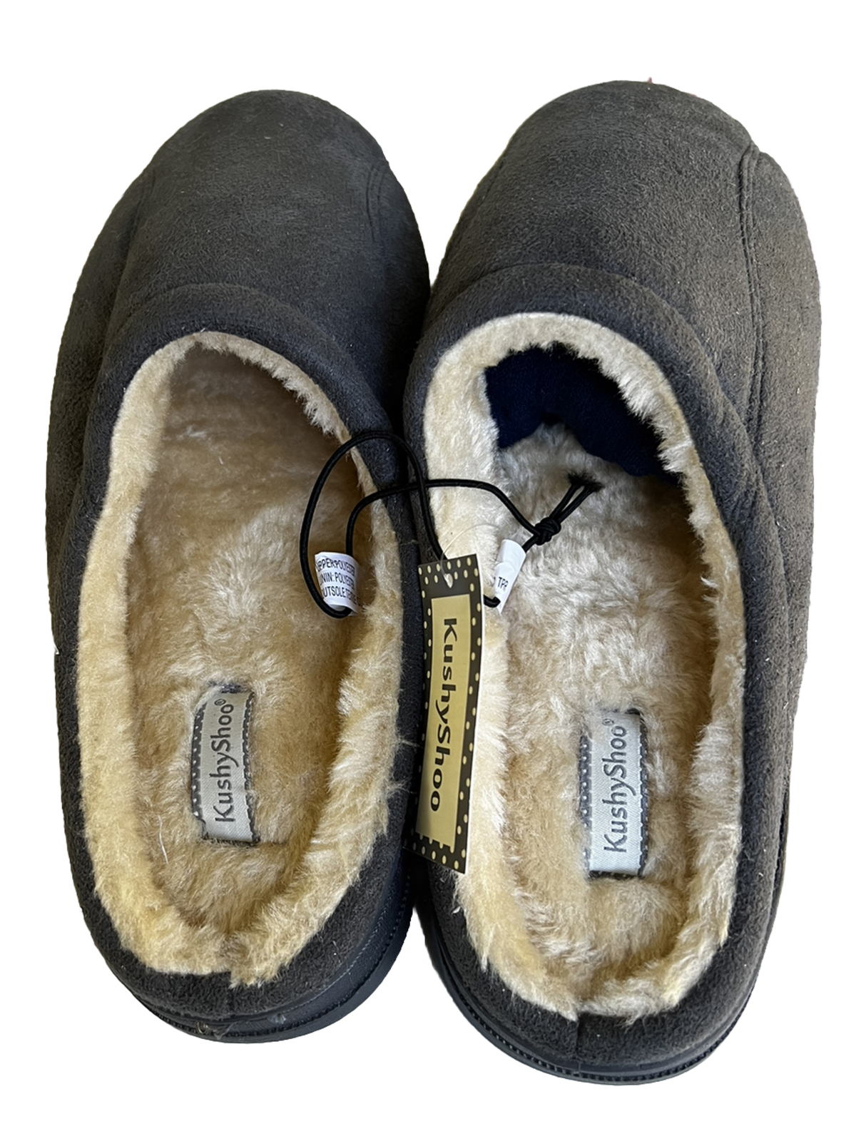 SAOLA KushyShoo Men's Memory Foam Cozy In Outdoor Grey Slippers TPR Sole Shoe Size 8 9