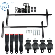 FOR EZGO YAMAHA CLUB CAR 4 Retractable Golf Cart Seat Belts + Bracket Kit 35×6.9