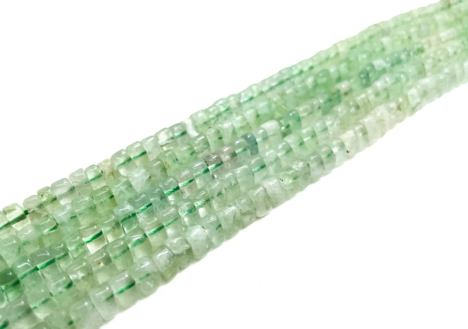 Natural Green Prehnite Polished Smooth Triangle Heishi Gemstone Beads PG153 - Image 2 of 3