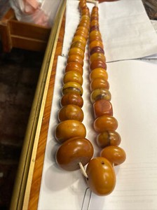 HUGE "AMBER'/ ANTIQUE AFRICAN TRADE BEADS OF ADORNMENT NECKLACE, 1800 g RARE