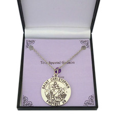 Saint Christopher Necklace in Gift Box for Boy, Man, Godson, Son, Dad etc