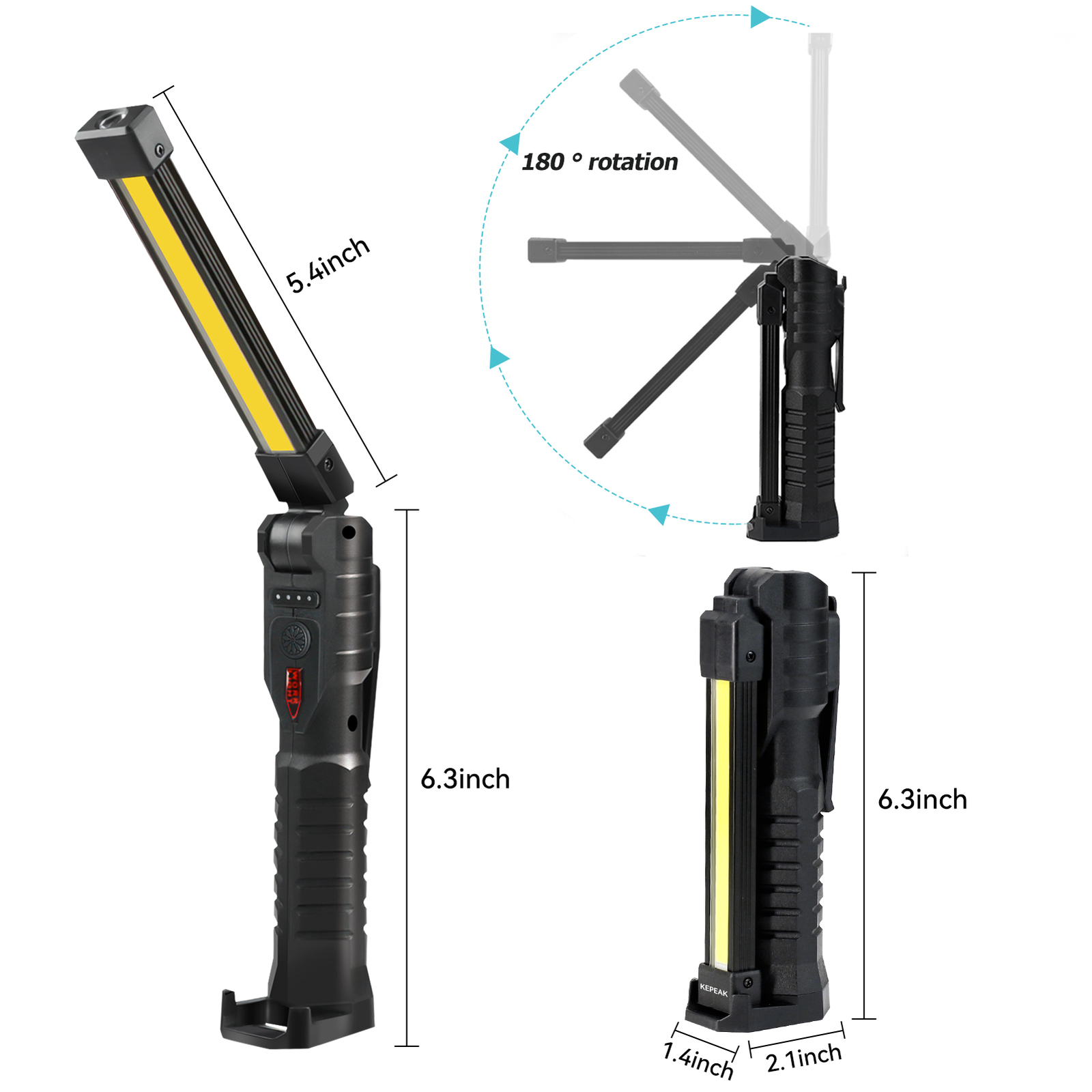 4 Mini Lampade Lavoro LED Ricaricabili - 800 Lumen, Impermeabili IPX4, Con Magnete E Moschettone, Per Officina, Campeggio, Emergenze