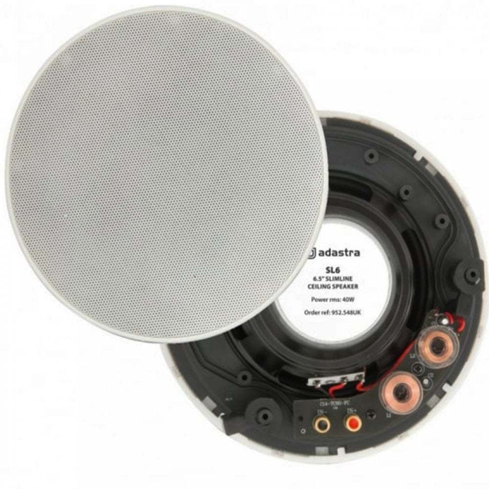 Adastra Slimline 2-Way Ceiling Speakers (Pair) 6.5"" Inch 40w 8 Ohms White SL6