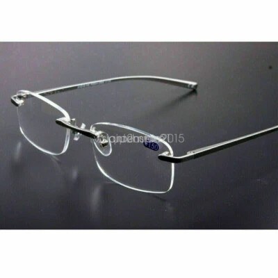 Gafas de lectura sin montura para hombre pistola marco de aleación de metal +1.0 1.5 2.0 2.5 3.0 3.5