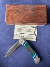 Buck Custom Folding Knife 110 Yellowhorse Big Horn Sheep Limited W/wood box