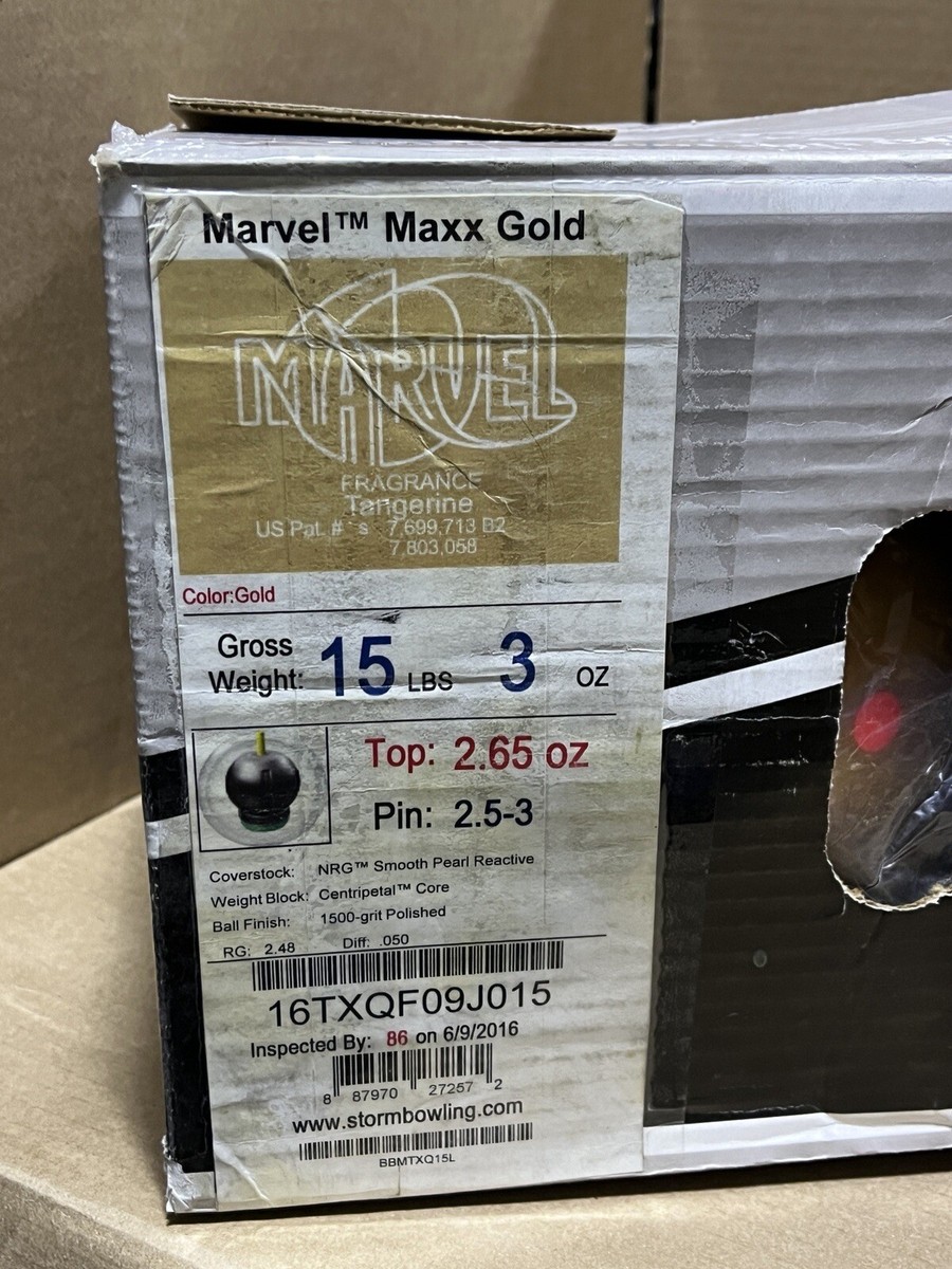 中古　ストーム　マーベルマックスゴールド　15ポンド　メンテナンス済み Storm Marvel Maxx Gold 15 lb Bowling ball New in Box | eBay