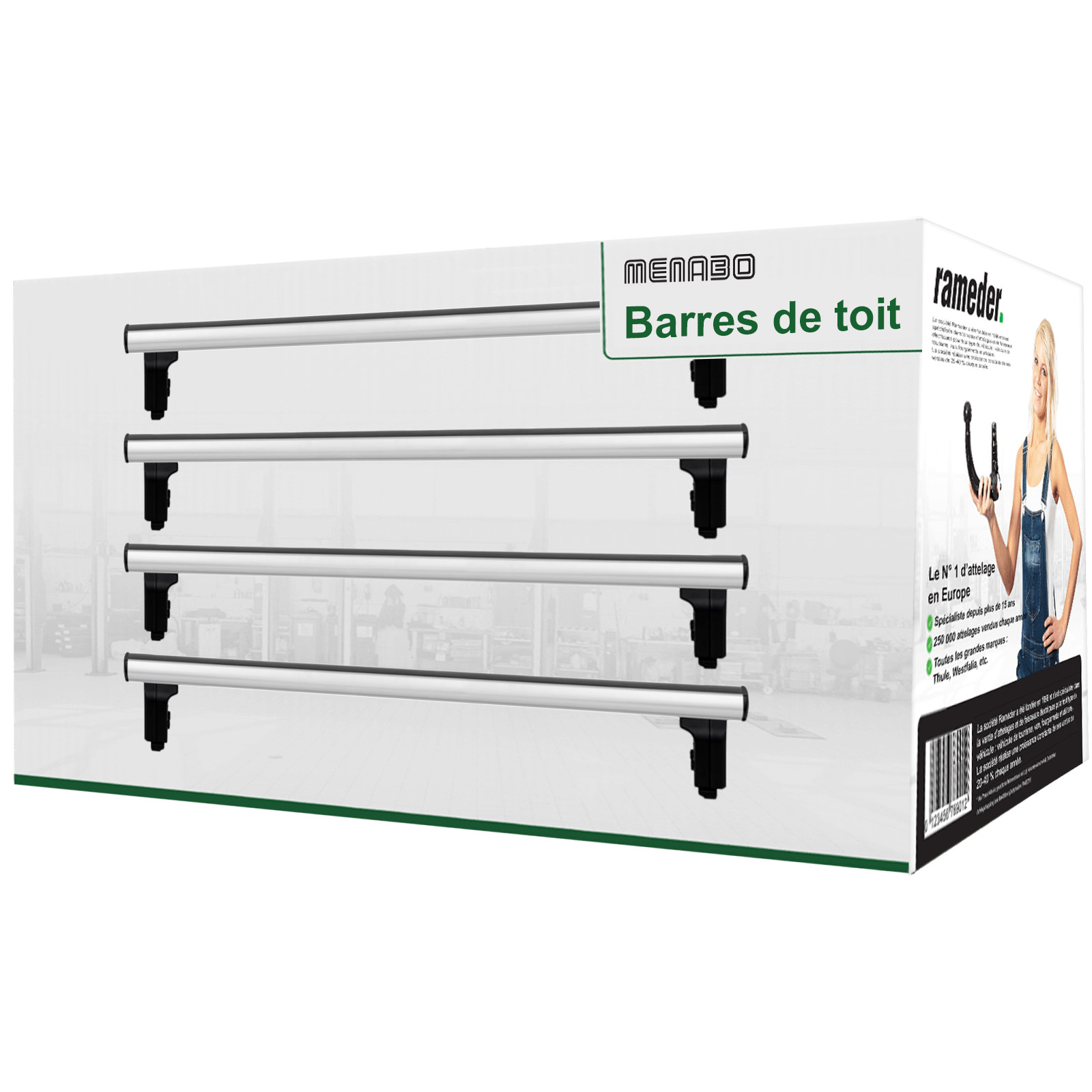 Barres de toit Menabo Professional Airdyn pour Toyota Proace Verso MPY en aluminium noir