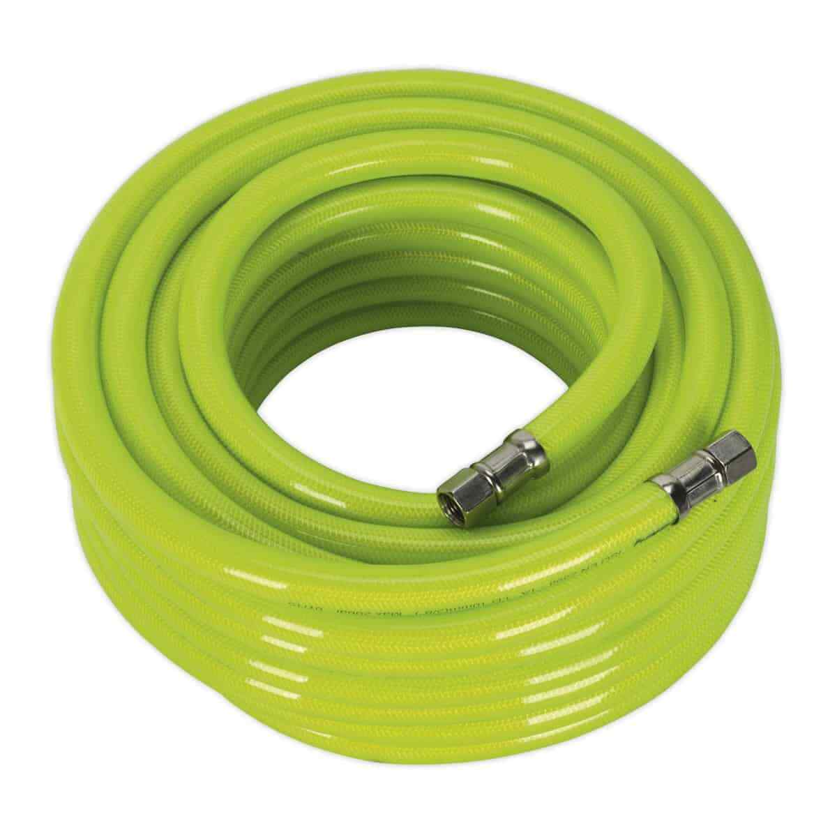 Sealey Air Hose High Visibility 15m x Ø10mm with 1/4""BSP Unions Garage Worksh...