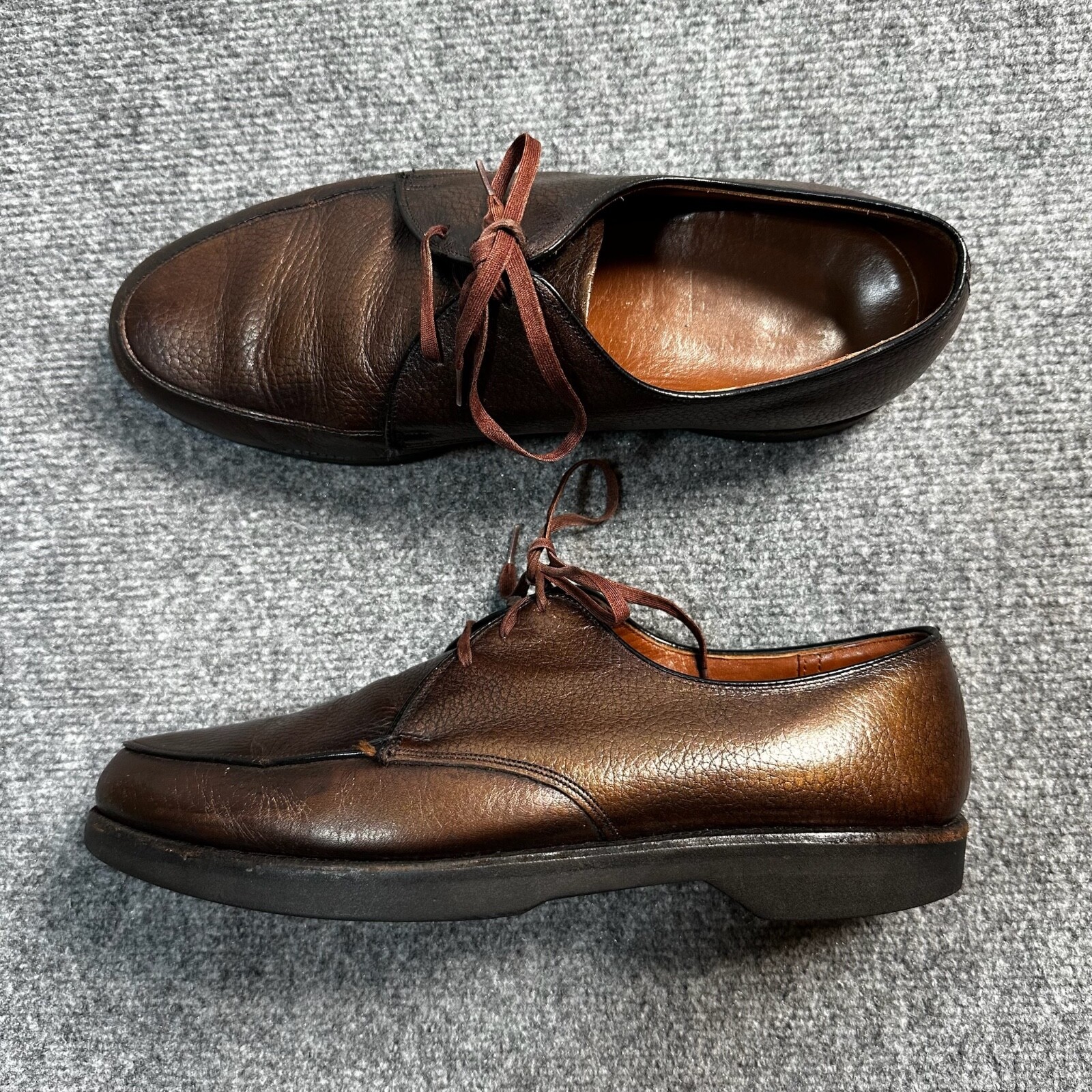 SAOLA Scarpe Spinta Avanti Uomo 8.5D Pelle Marrone Stringate Neoprene Antiolio