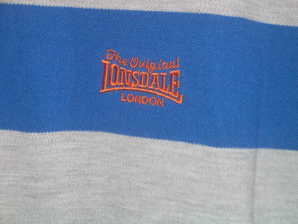 LONSDALE LONDON Blue Gray SS RUGBY MENS POLO SHIRT DUKE EUC Excellent Cond - Image 3 of 4