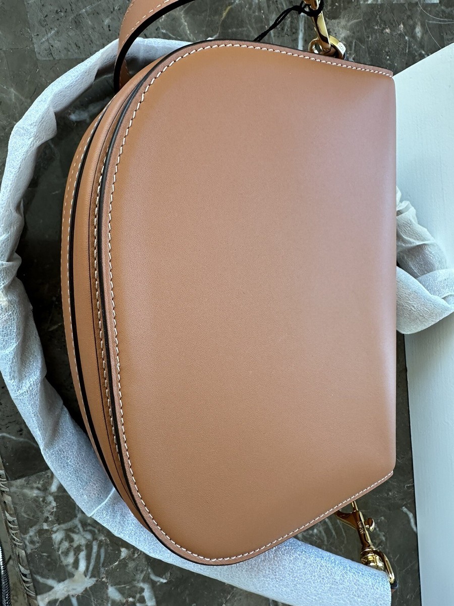 MCM Mode Mena Small cognac Leather Shoulder Saddle Bag New