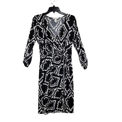 white house black market designer dresses White House Black Market Women's Dress SZ S Black White Trellis Design Very  Nice