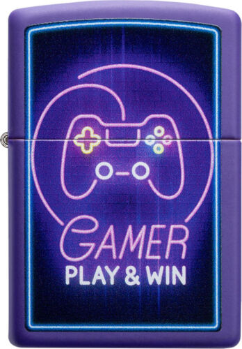 Encendedor ZIPPO Gamer Play & Win púrpura mate impresión - Encendedor de tormenta Zippo - Imagen 1 de 1
