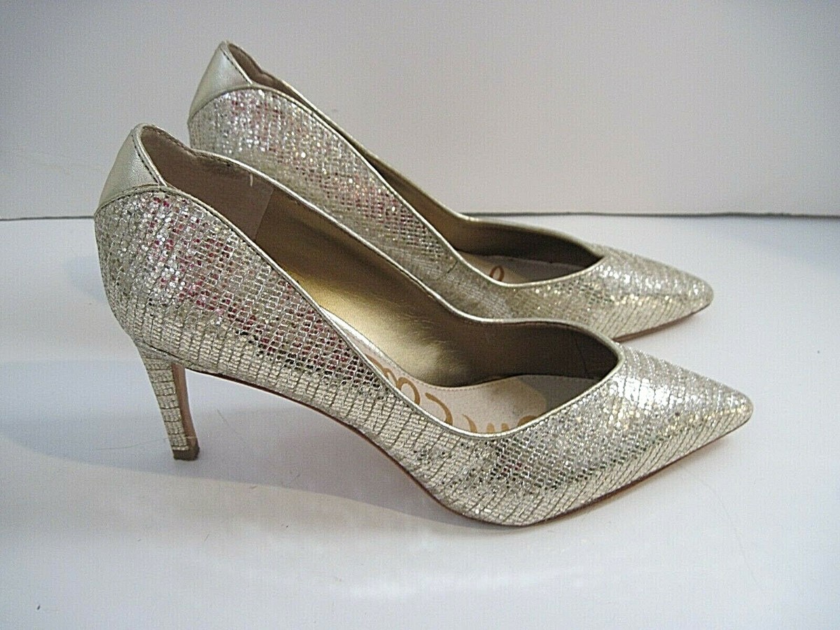 Sam Edelman Orella Gold Metallic Glitter Pointed Toe Evening Pump