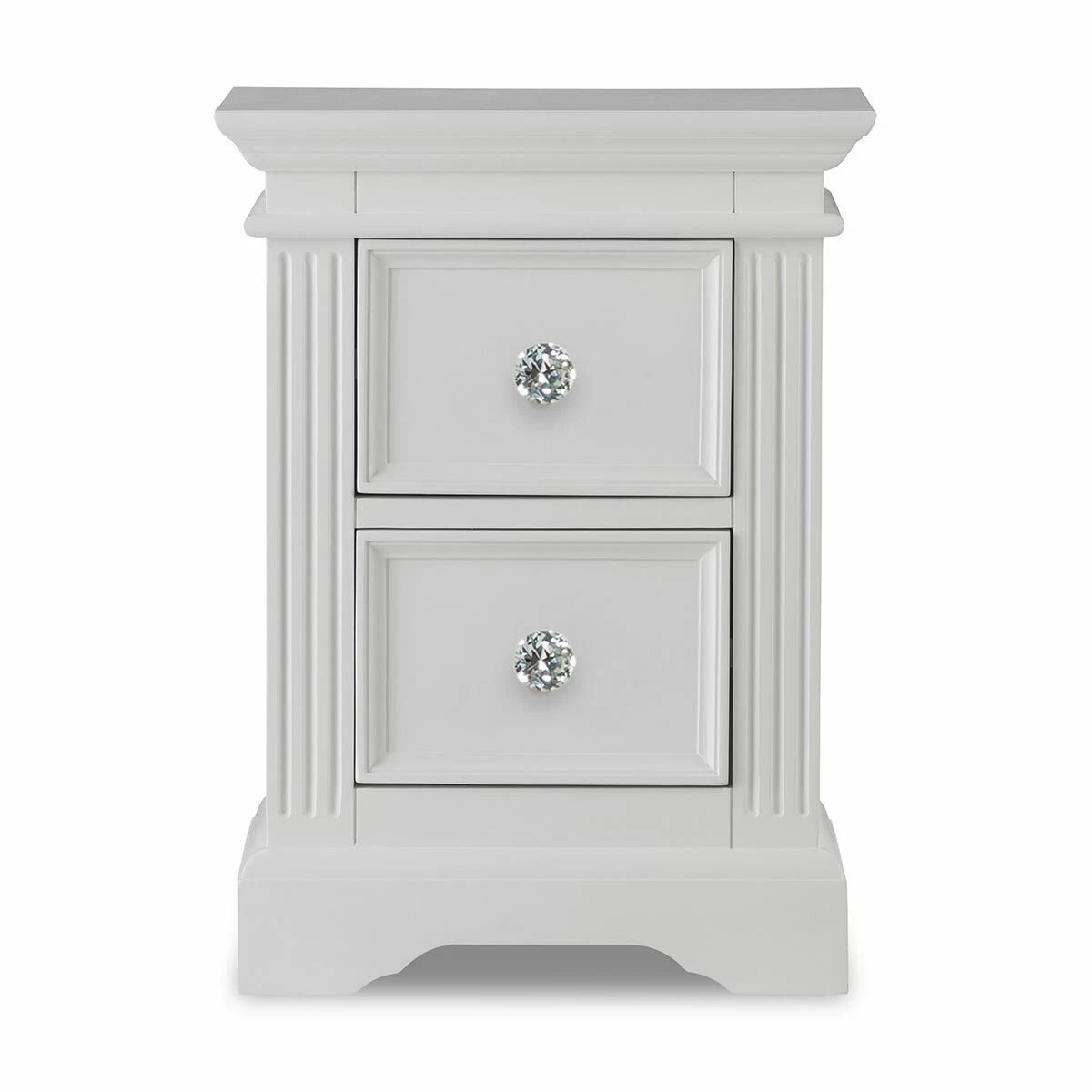 Gainsborough white bedside table bedside cabinet with crystal knobs ASSEMBLED