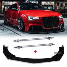 For Audi A4 B9 S4 RS4 Front Bumper Lip Spoiler Splitter Body Kit + Strut Rods