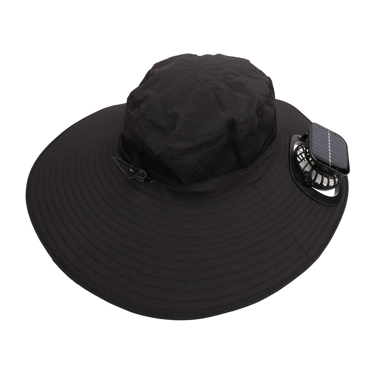 帽子 uhr Portable Sun Hat Black 2024 Black Solar Fan Hat Large Brim Quick Dry Breathable 3 Speeds
