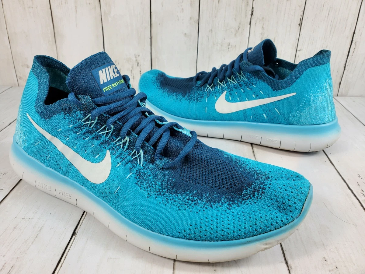 Men's Size 11.5 Nike Free Flyknit 2017 Running Shoes Blue Lagoon 880843-400 | eBay