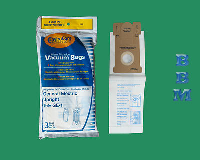 3 General Electric GE 1 Vacuum Bags Eureka 61983 HP1 Electrolux 6242312 HP5555