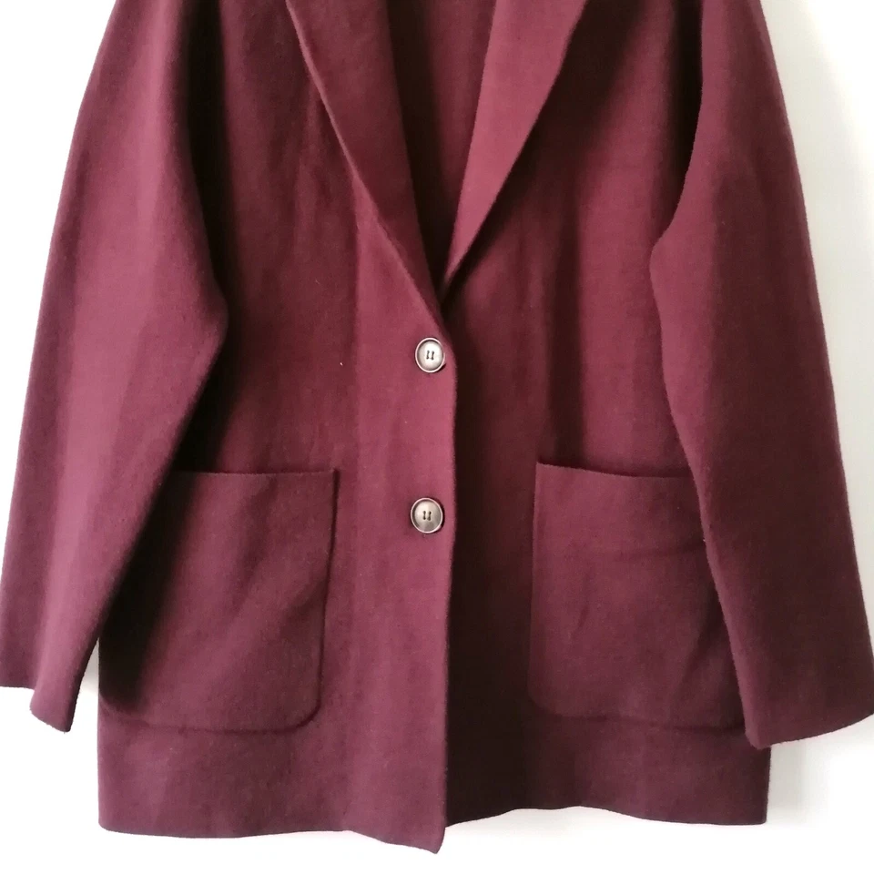 Blazer Ann Taylor Mujer Granate Manga Larga Muesca Solapa Sencillo Pecho Talla M Foto 3 de 4