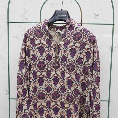 Vintage Neiman Marcus Midi Dress Patterned Pleated Buttons Long Sleeves Medium - Picture 3 of 12