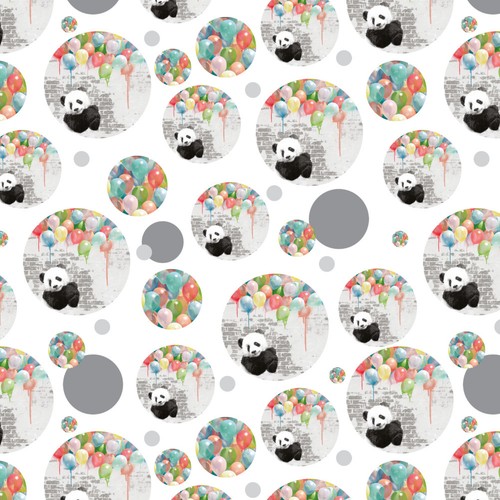 Panda Bear Colorful Rainbow Balloons Premium Gift Wrap Wrapping Paper Roll - 第 1/4 張圖片