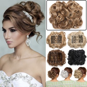 Uk Extra Thick Curly Messy Bun Piece Ponytail Clip In Wave Hair