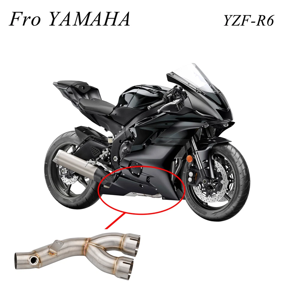 Slip For Yamaha YZF R6 2006-2023 Stock Muffler Modified Exhaust Mid Link Pipe - Image 3 of 4