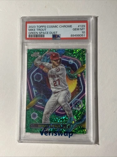 2023 Topps Cosmic Chrome - Mike Trout #129 Green Space Dust Refractor /75 Psa 10