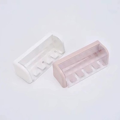 Bathroom Wallmount Toothbrush Holder With Cover 5 Slots Without Drilling Home