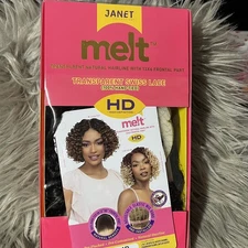 🆕 Janet Collection Melt 100% Hand-Tied Transparent Swiss Lace Wig- 1B