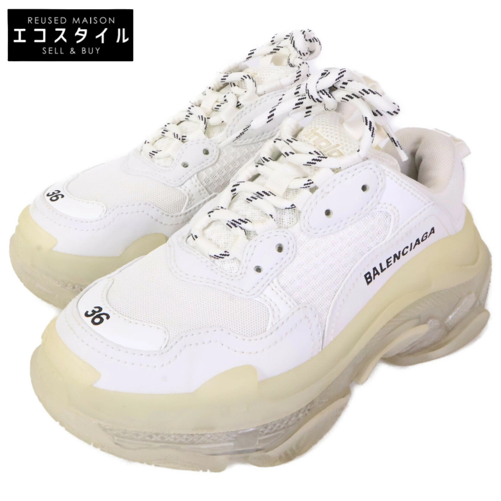 BALENCIAGA  544351 TRIPLE S Clear Sole Sneakers Shoes 36 White Ladies  From Japa thumbnail 10