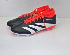 Adidas IG7772 Predator League Sock FG Soccer Cleat Black White Solar Red Size 12