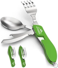 Camping Utensils Detachable Portable and Versatile Stainless Fork Spoon 2Pcs NEW